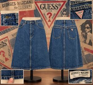 Vintage 80s Georges Marciano for GUESS Denim Skirt Style 10501 Size 27